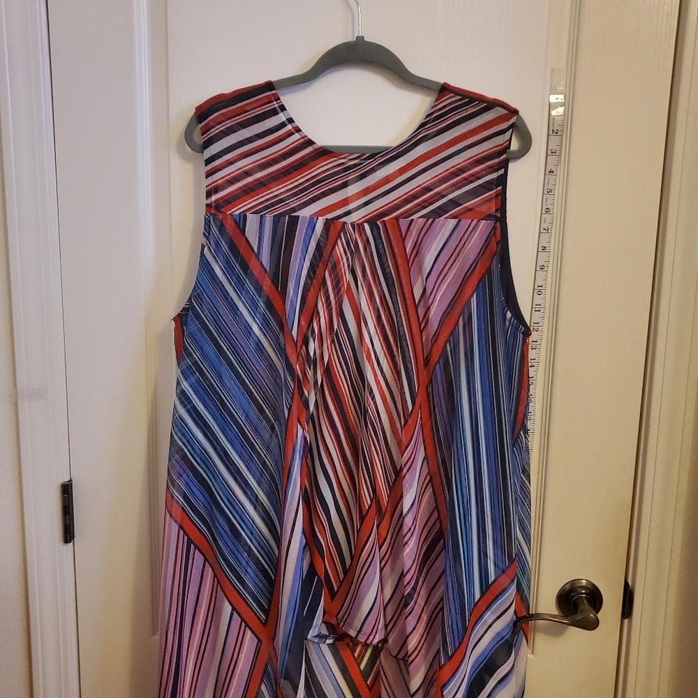 Avenue Plus Sized 26/28 Flowey Sleeveless Lined Tank top/Cami Red White & Blue